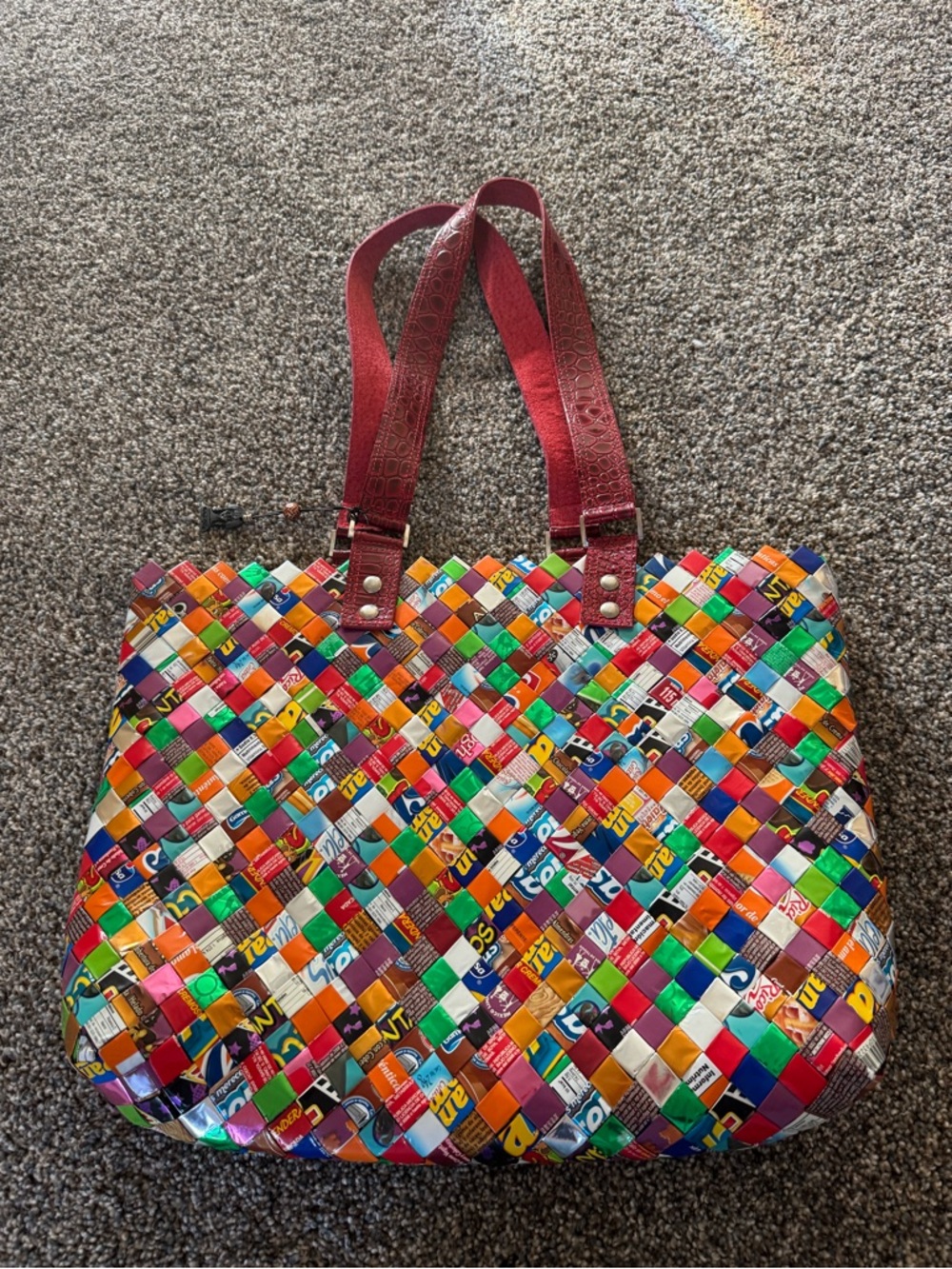 Nahui Olin: Candy wrapper style tote bag: handcrafted : bright : rare : pop art